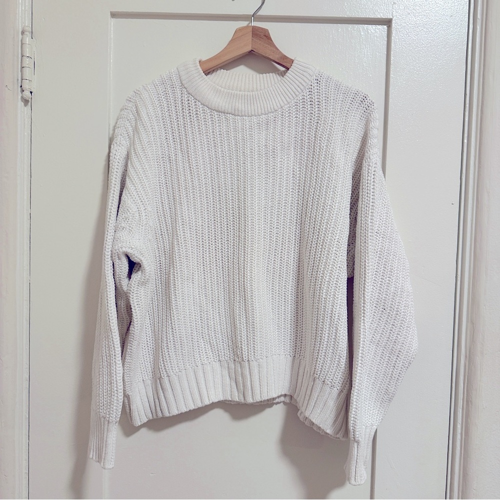 TOPSHOP - white cotton fisherman sweater